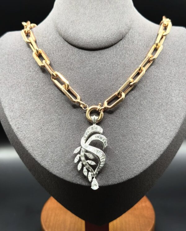 Estate Natural Diamond Waterfall Rose Gold Necklace