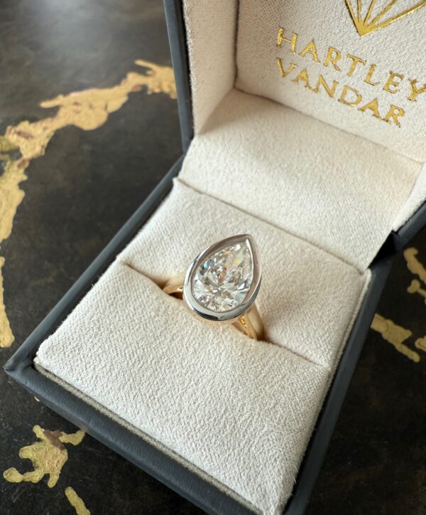 3.55 Carat Pear Bezel Diamond Ring